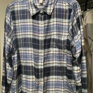 Caslon Navy and White Plaid Shirt